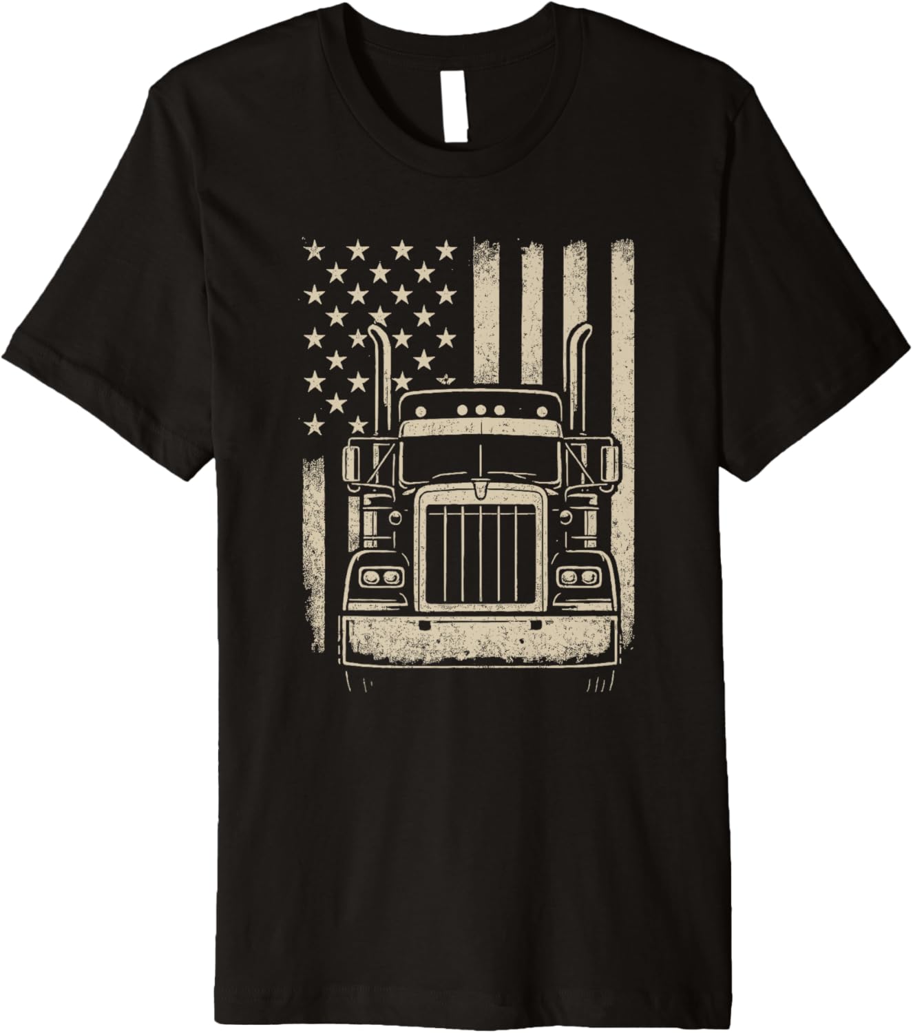 Cool Patriotic Truck Driver Trucker Trucking American Flag Premium