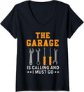Womens The Garage Is Calling And I Must Go Diesel Mechanic V Neck