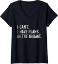 Womens I Cant I Have Plans In The Garage Car Mechanic Diesel Engine V Neck