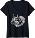 Womens Glow Head Full Diesel Half Diesel Lanz Bulldog Tractor V Neck