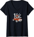 Womens Roll the Coal Rolling Pickup Truck for Diesel Fans V Neck