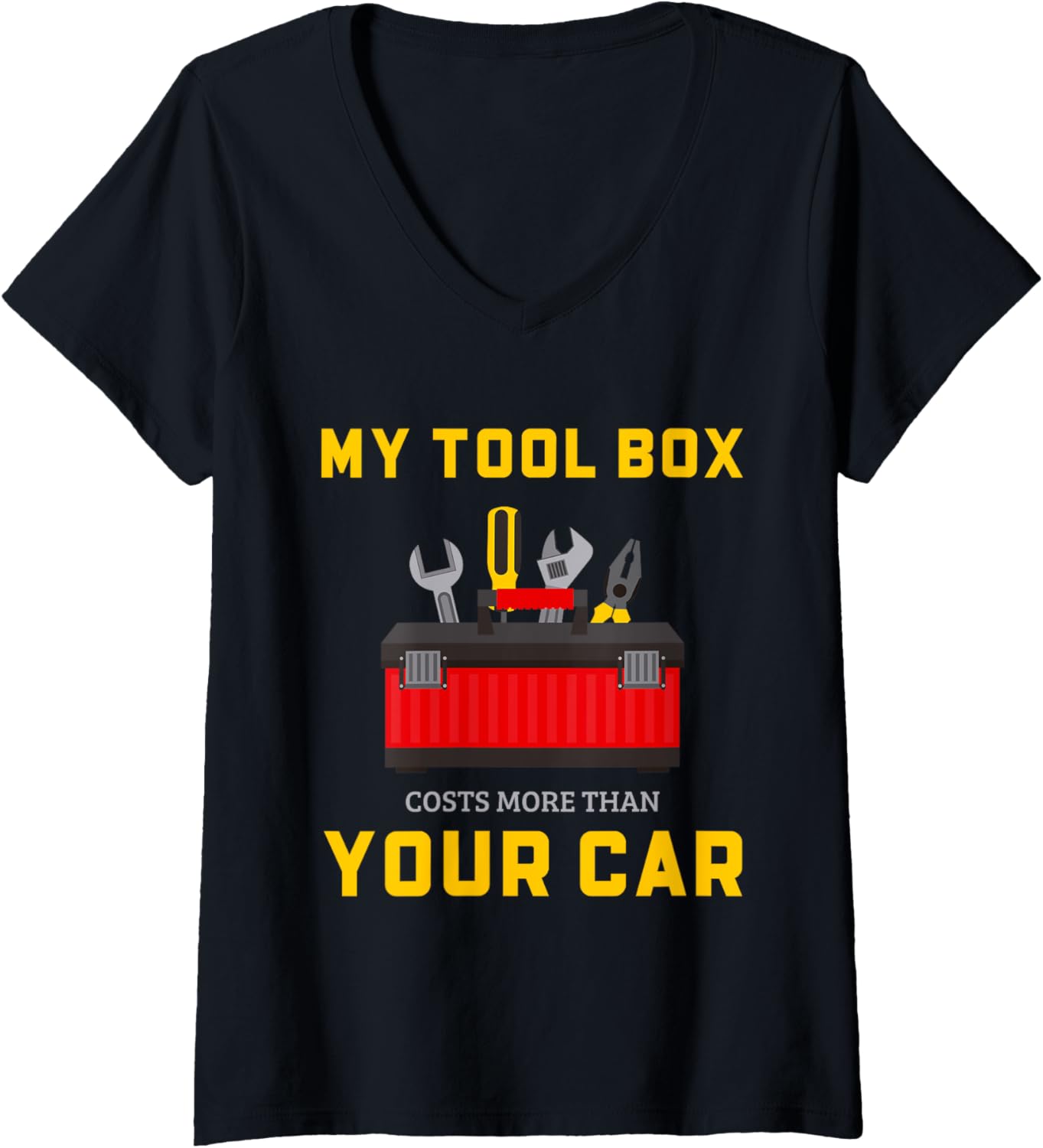 Womens Auto Mechanic Toolbox Costs More Than Your Car Funny V Neck