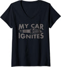 My Car Ignites Funny Driver Diesel Lover Racing Humor Outfit V Neck
