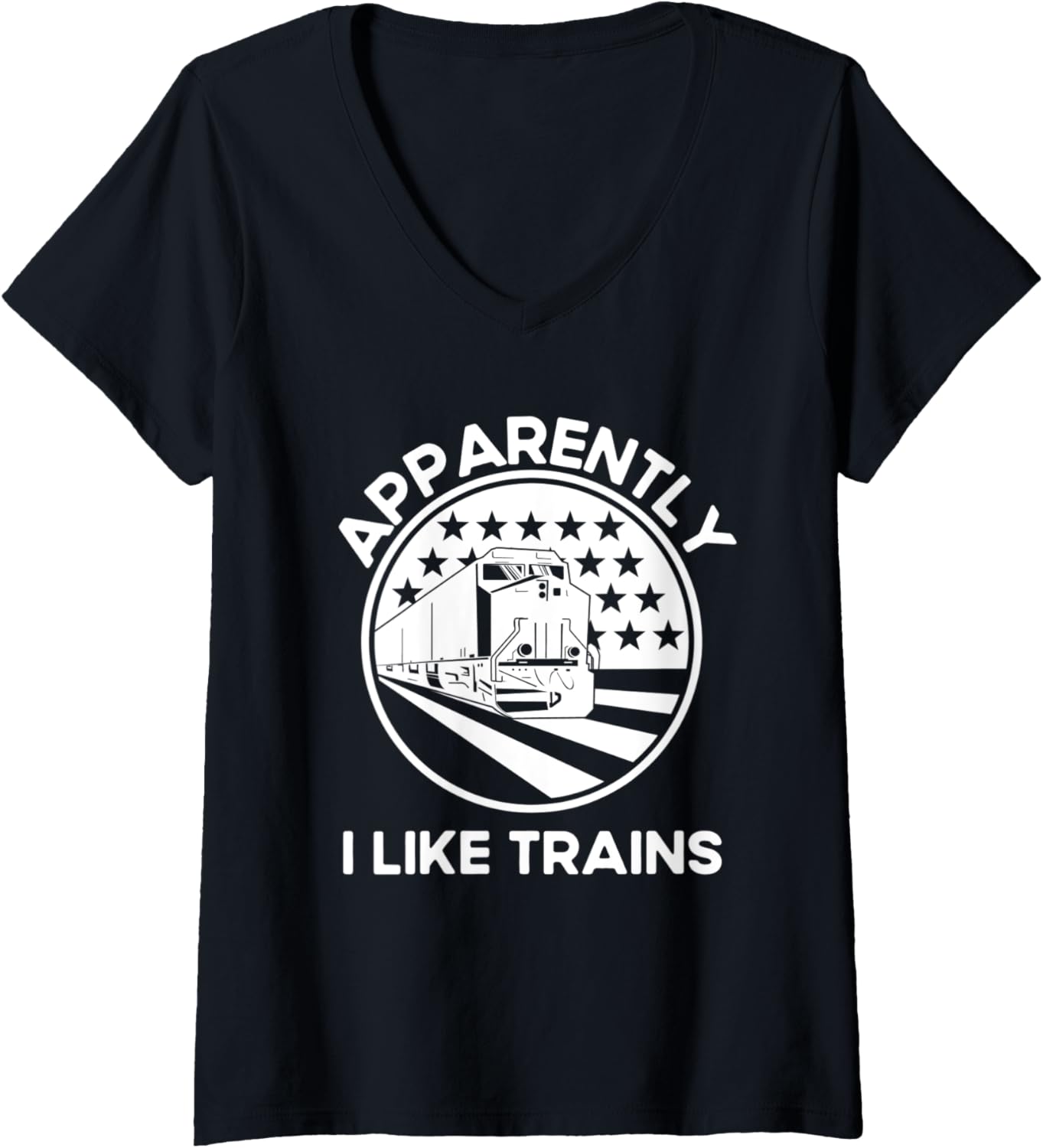 Womens Diesel American Flag Railroad Train Conductor Gifts Railfan V Neck