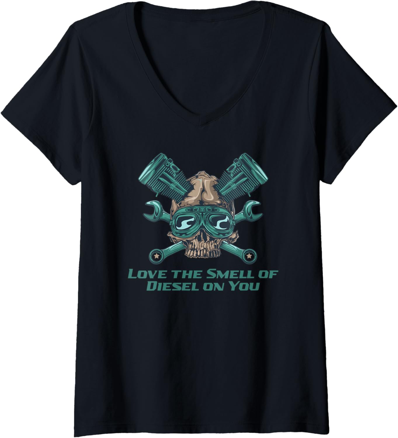 Womens Love the Smell of Diesel on You Mechanic Car Lover V Neck