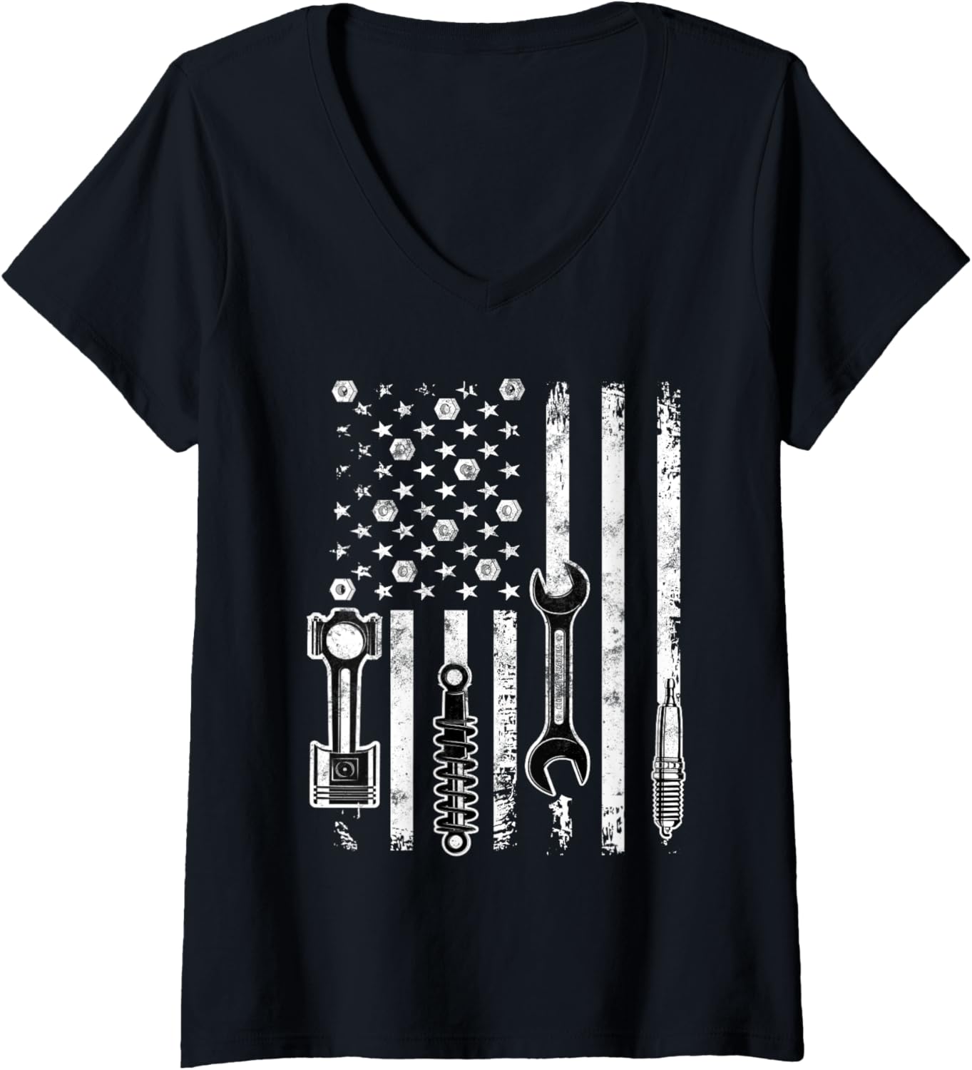 Patriotic Auto & Diesel Mechanic USA Flag Gift For Mechanic V Neck