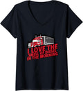 Womens I Love The Smell of Diesel In The Morning Trucker Trucking V Neck