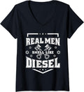 Womens Real Men Smell like Diesel Mechanic Men Women V Neck