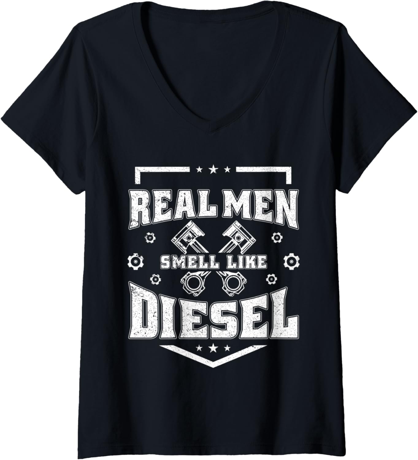 Womens Real Men Smell like Diesel Mechanic Men Women V Neck