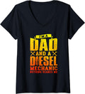 Womens Mens Funny Nothing scares me: I'm a Dad & Diesel Mechanic V Neck
