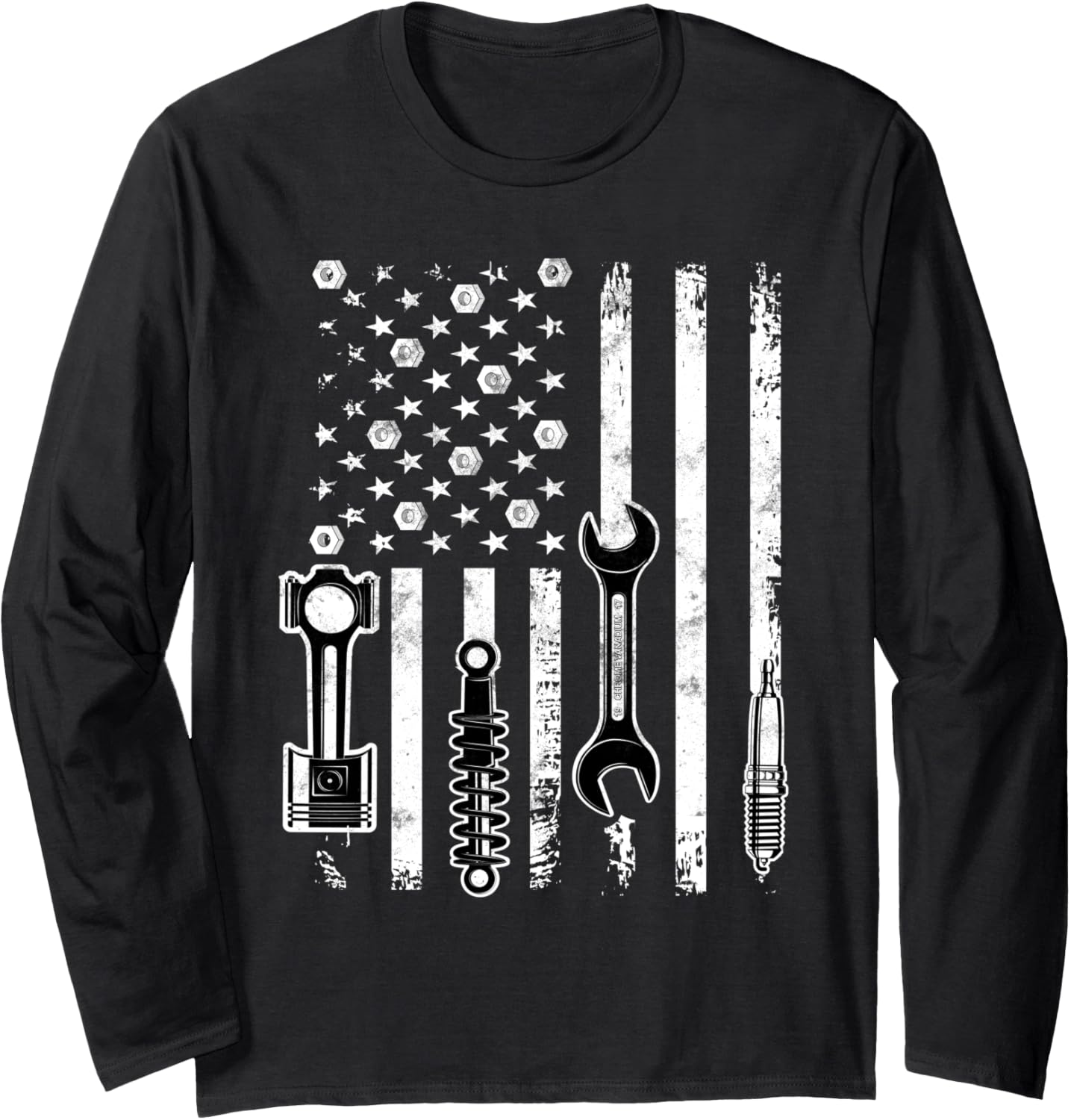Patriotic Auto & Diesel Mechanic USA Flag Gift For Mechanic Long Sleeve