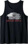 US American Flag Semi Truck Driver 18 Wheeler Trucker Tank Top