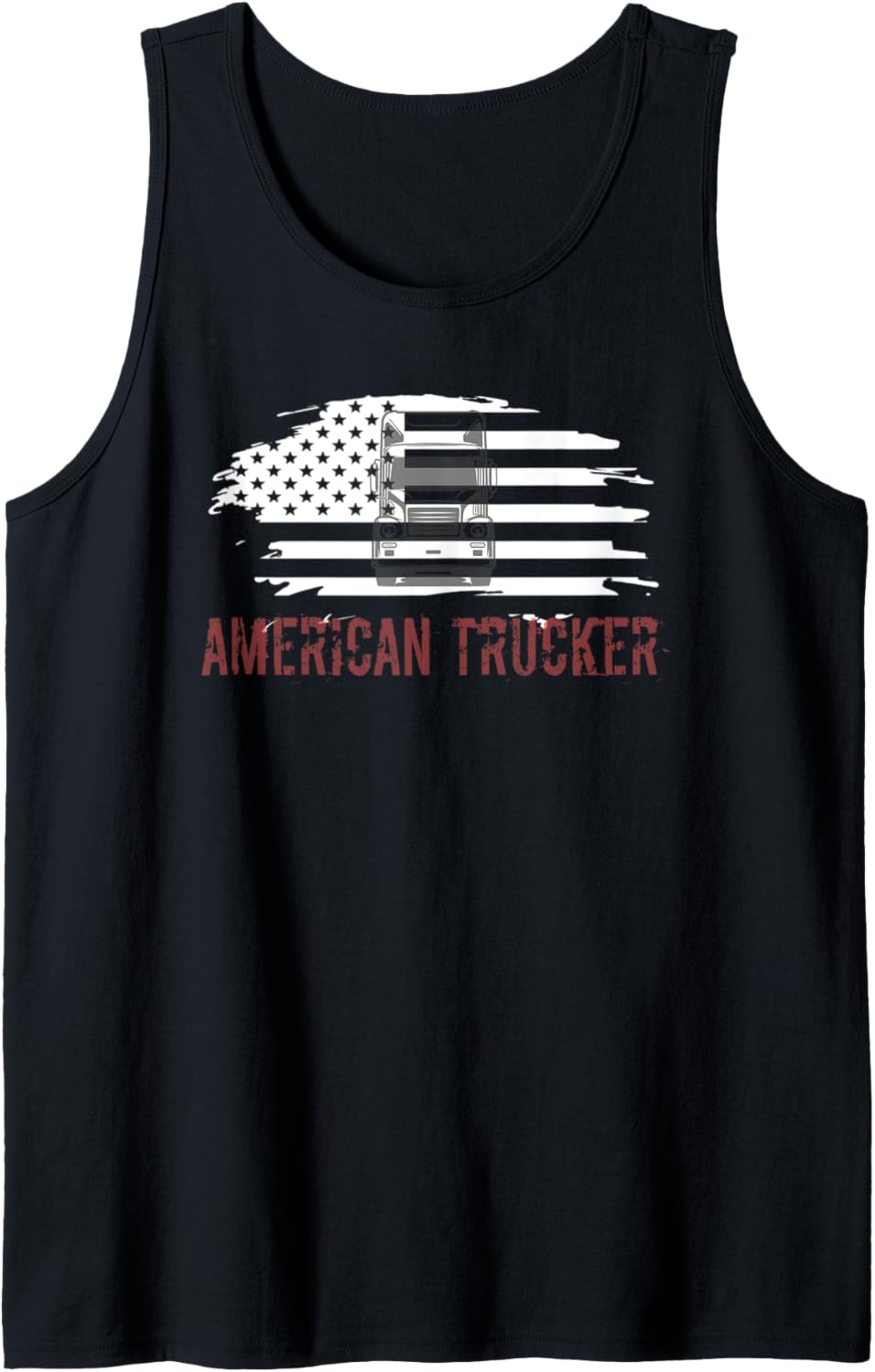 US American Flag Semi Truck Driver 18 Wheeler Trucker Tank Top