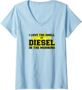 Womens Funny Trucker   I Love the Smell of Diesel in the Morning V Neck