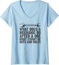 Womens Funny Car Mechanic Gifts I Uniform Outfit V Neck