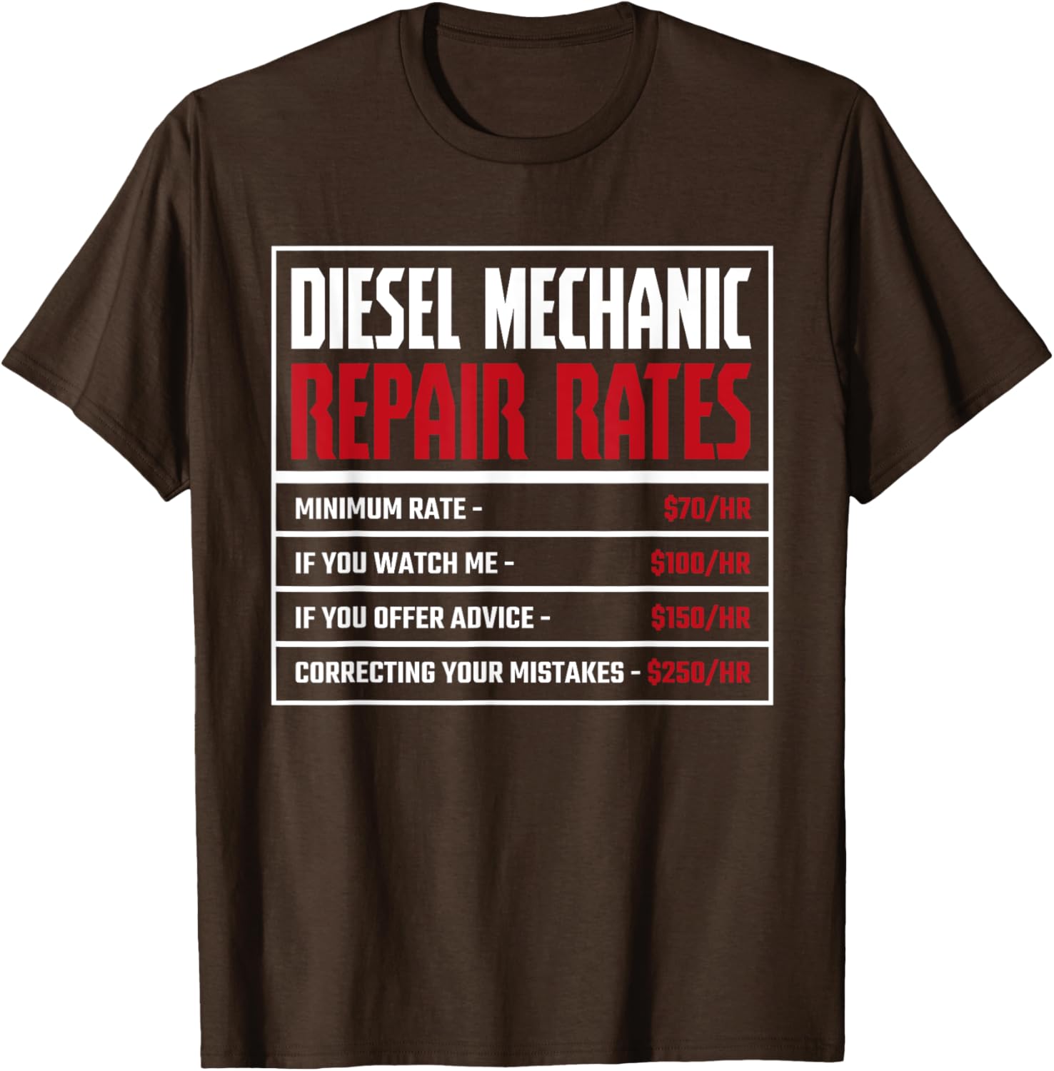 Diesel Mechanic T Shirt   Repair Rates