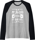 My blood type is diesel Funny Car Mechanics Dad Quote Raglan Baseball Tee