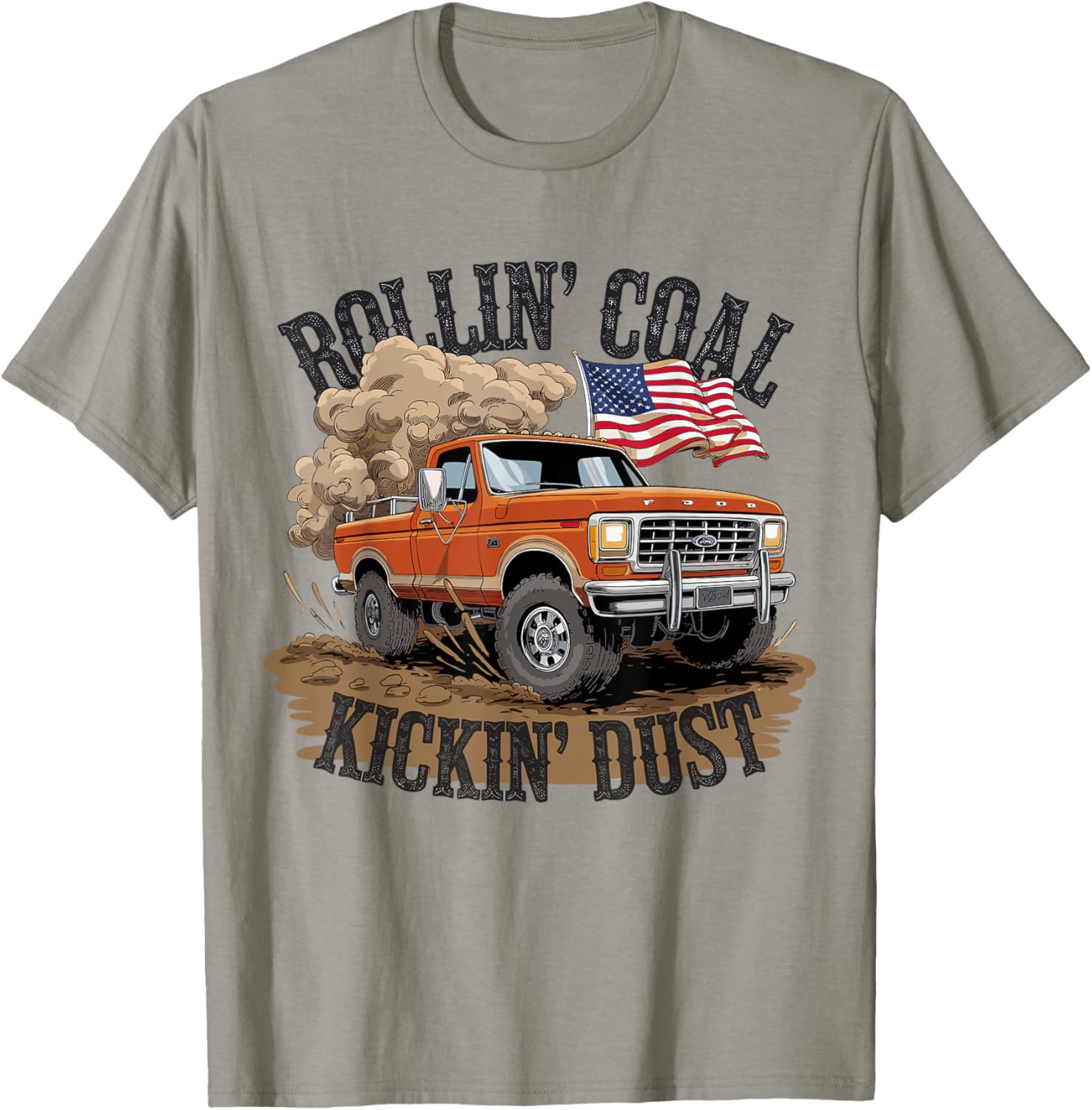 Patriotic Diesel Pickup Truck Rolling Coal Kickin Dust