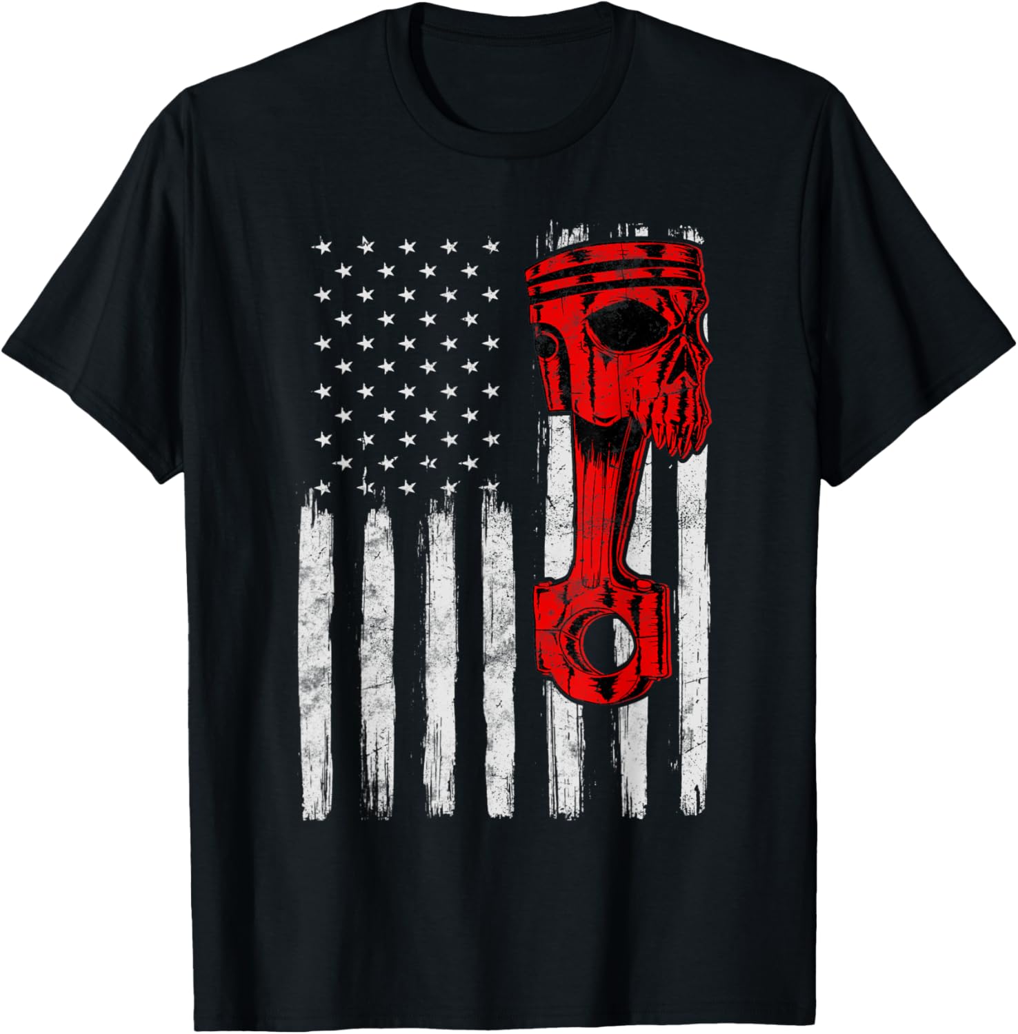 Patriotic Auto & Diesel Mechanic USA Flag Piston T Shirt for Women Men