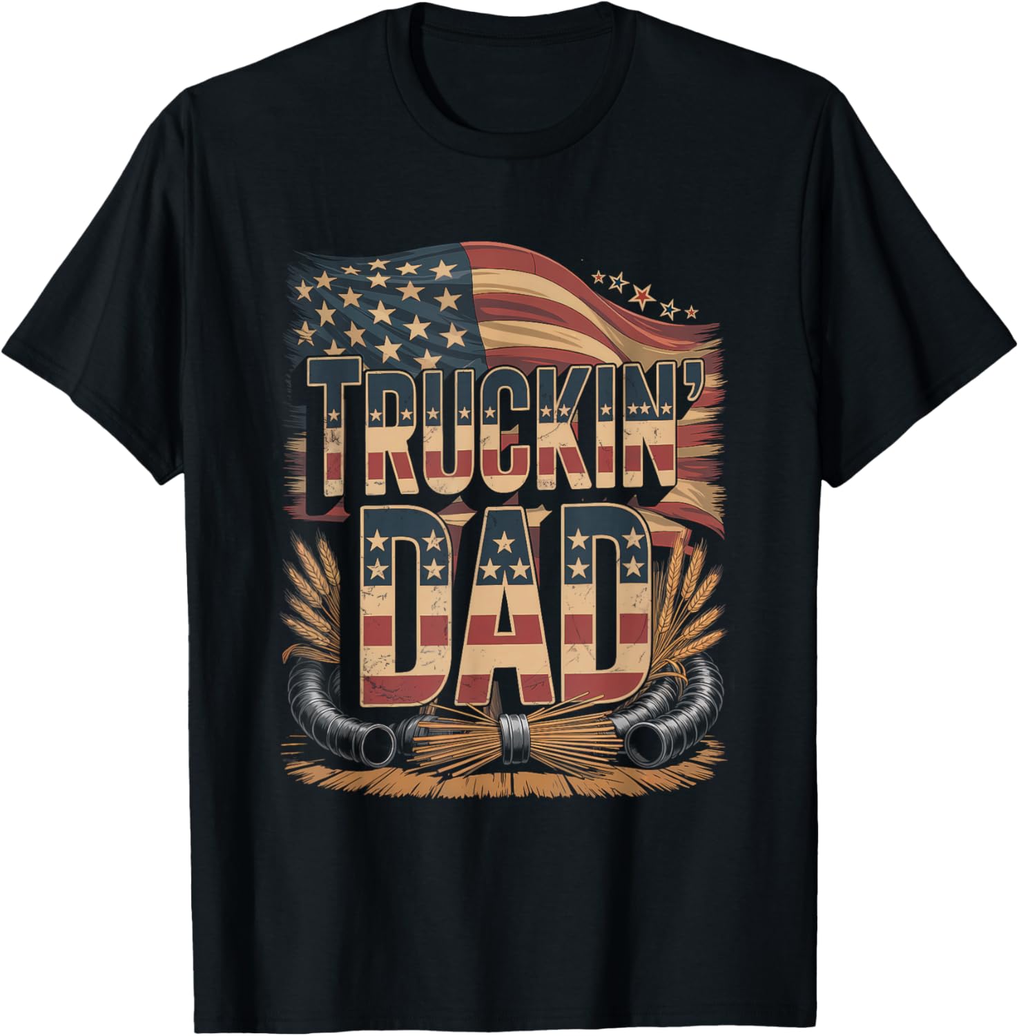 Trucker Dad American Proud Patriot Fathers Day